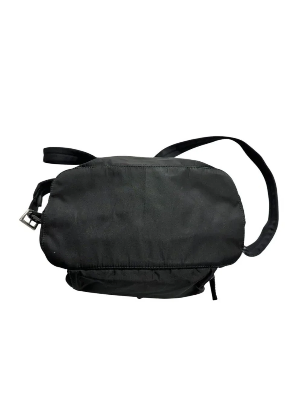 Prada Triangle Logo Black Silver Nylon Backpack